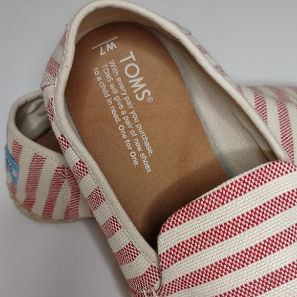 Toms Slip On Alpargata Striped Canvas Espadrille Shoes | 7 - Picture 4 of 9
